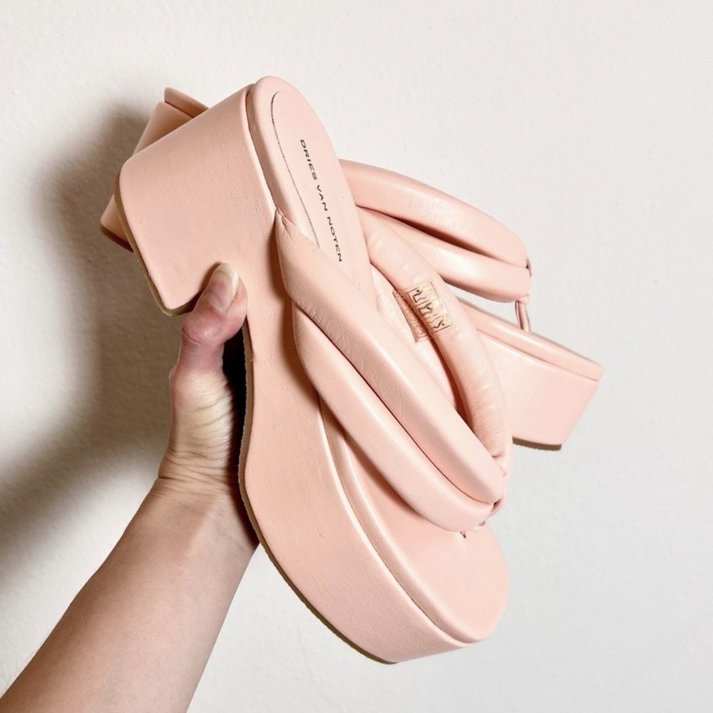 Dries Van Noten Platform Leather Platform Sandals Women Size 8.5B Blush Pink NWT